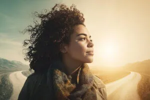 Person embarking on a journey of self-discovery and rebuilding identity after divorce.