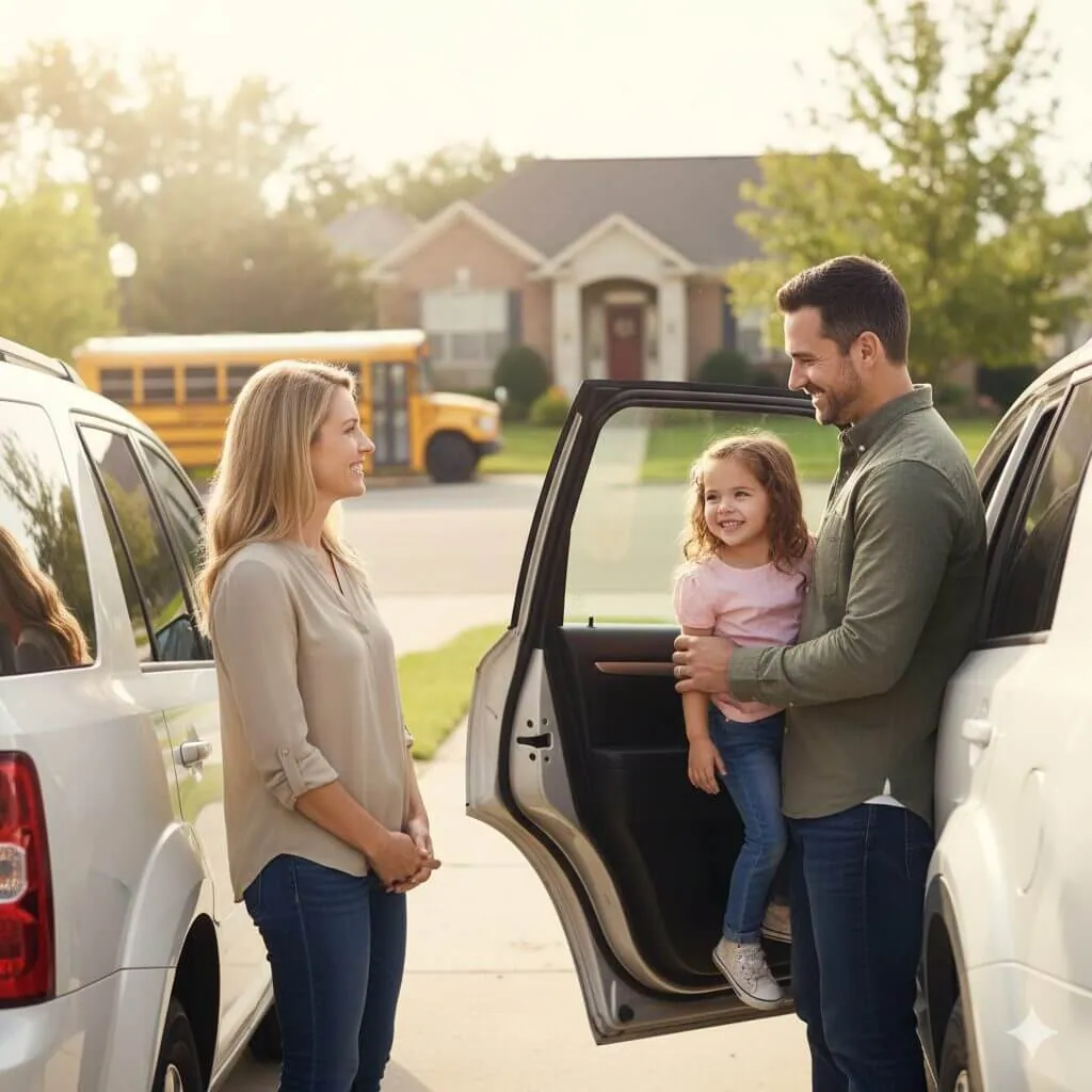 successful co-parenting agreement during a peaceful custody exchange