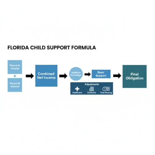 infographic of the florida child support calculation formula